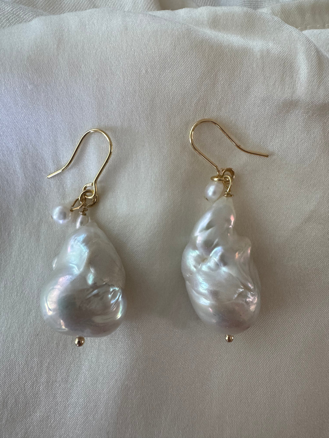 Grecian seed pearl & baroque fresh water pearl earrings