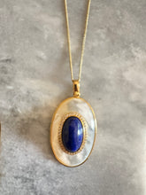 The lapis lazuli with mother of pearl necklace