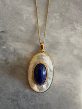 The lapis lazuli with mother of pearl necklace