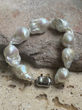 Lustrous Baroque fresh water Pearl bracelet with Silver Bolt Clasp