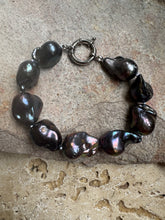 Lustrous Baroque fresh water Pearl bracelet with Silver Bolt Clasp