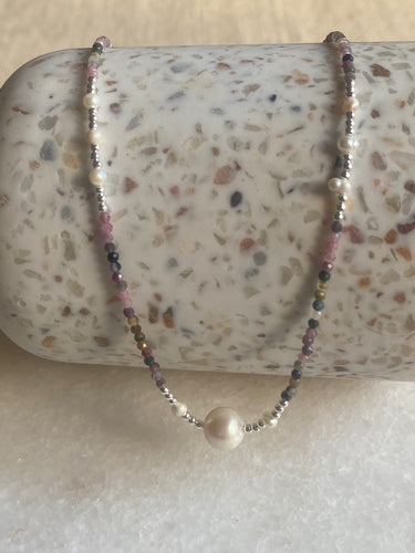 Tourmaline and pearl necklace