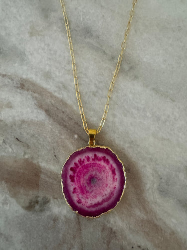 Hot pink quartz necklace