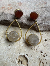 Carnelian and clear quartz earrings