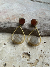 Carnelian and clear quartz earrings