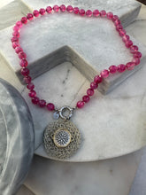 Fuchsia pink quartz necklace