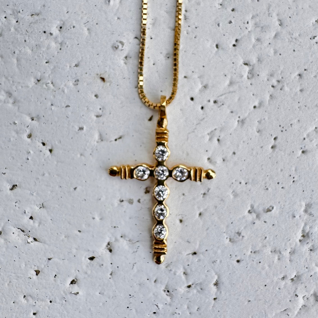 18k diamond cross on 14k gold chain