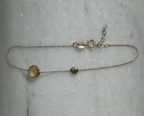 14k Gold bracelet with Yellow citrine stone