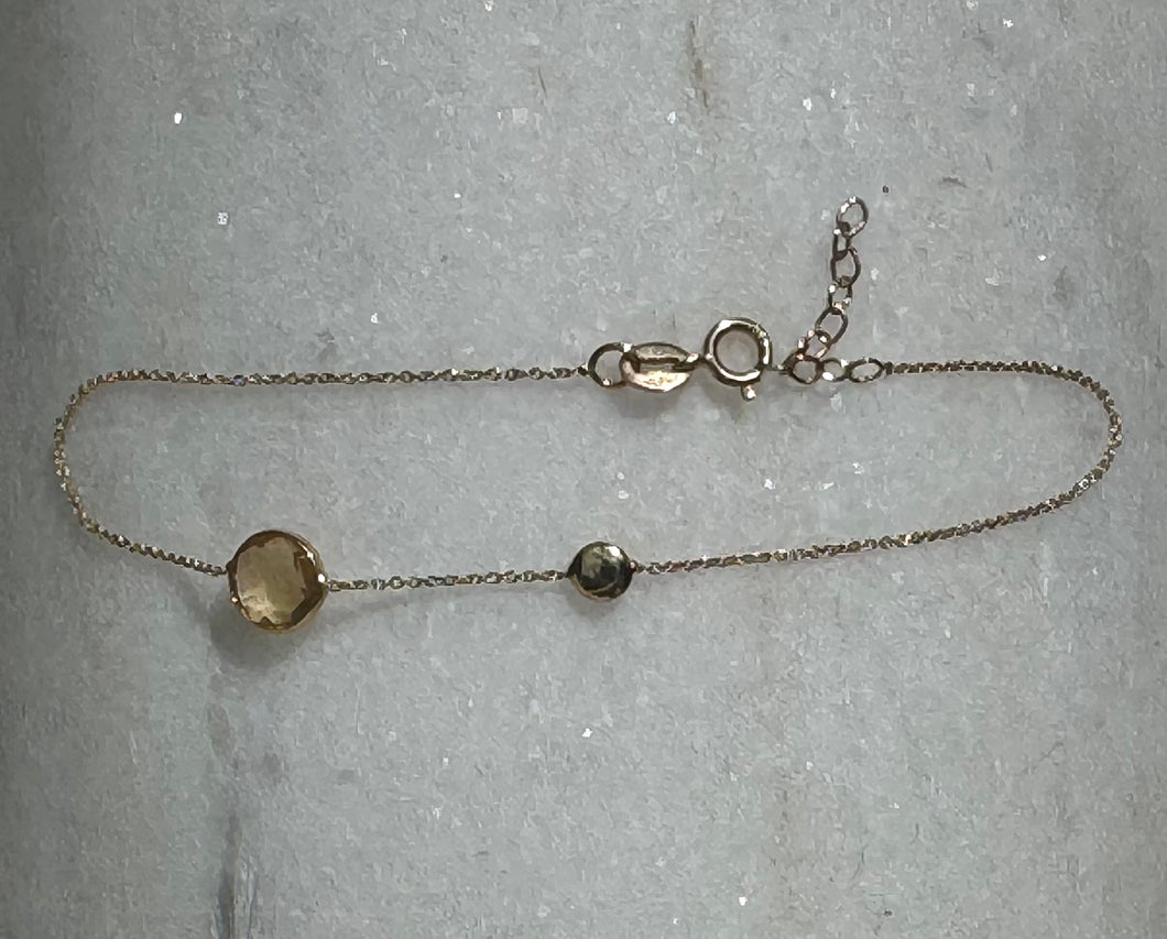 14k Gold bracelet with Yellow citrine stone