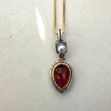 Ruby teardrop with pearl