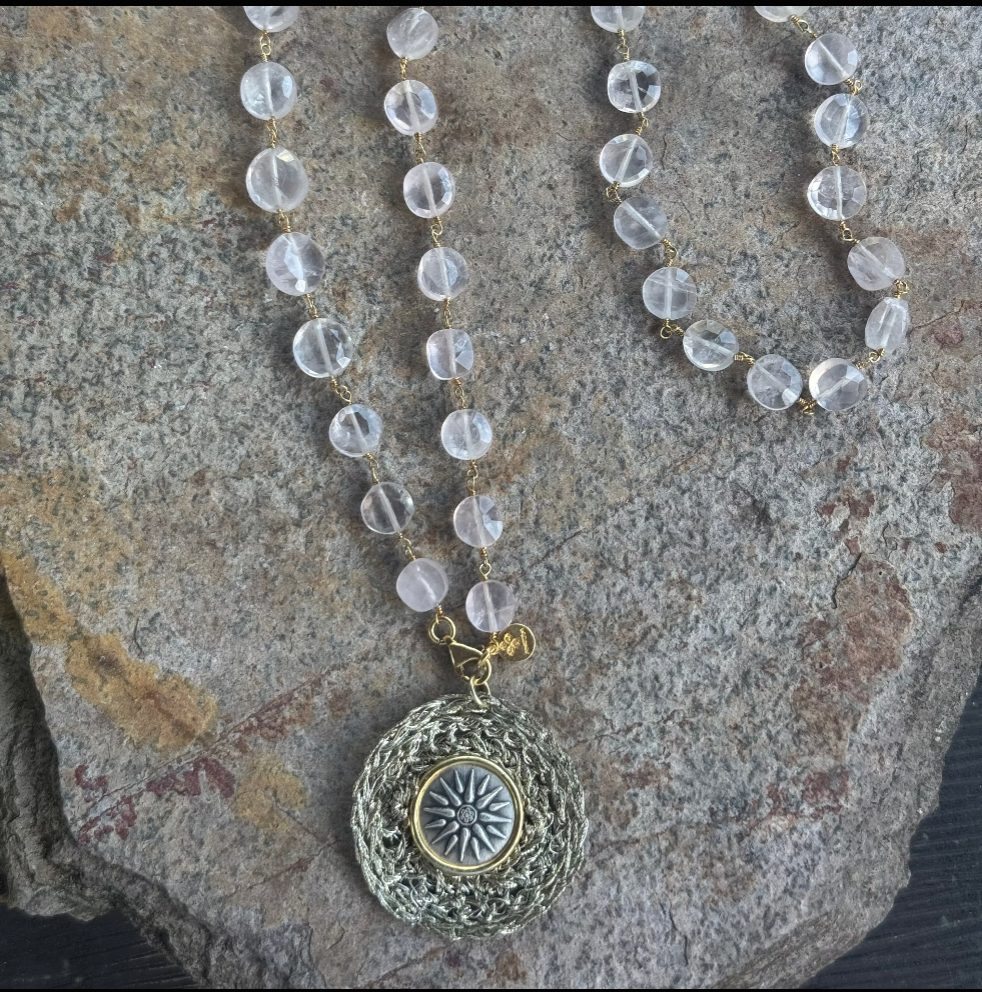 Star of Vergina with Rose Quartz