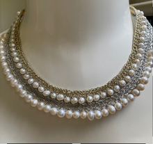 Double row bespoke pearl crochet necklace