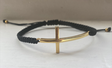 Macrame gold vermeil over sterling silver or sterling silver cross bracelet