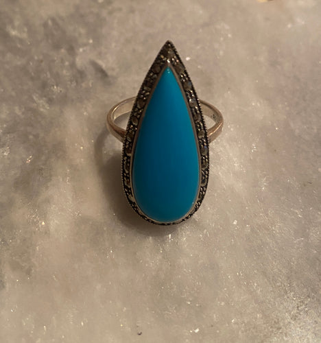 Marcasite turquoise ring