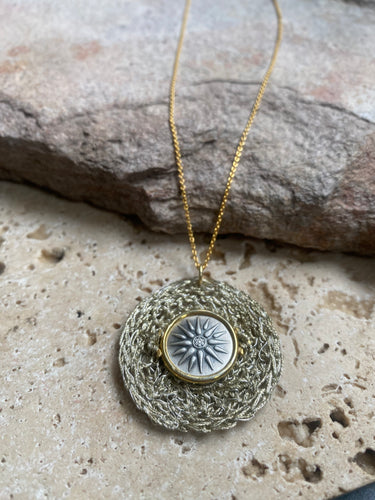 Star of Vergina crochet coin necklace