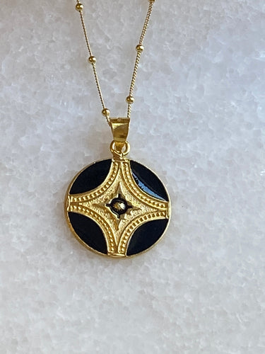 Byzantine black and gold star necklace