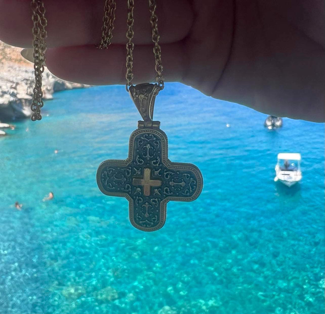 Jewellery Necklace Pendant Chain Cross Greek Byzantine Silver 925 | eBay