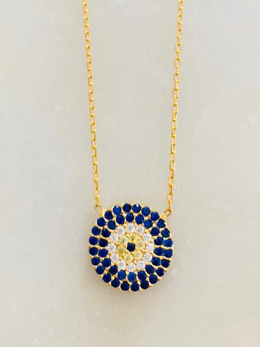 Contemporary Eye Necklace - Sterling Silver, Yellow Gold Plated