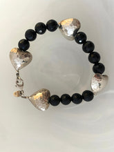 Hammered hearts & onyx bracelets