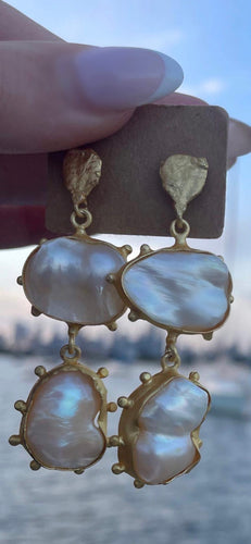 Irregular Keshi pearl earrings