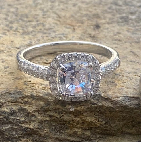 Square ring cubic zirconia silver ring