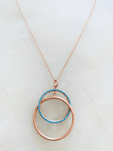 Brushed Circle Necklace - Rose Gold Vermeil