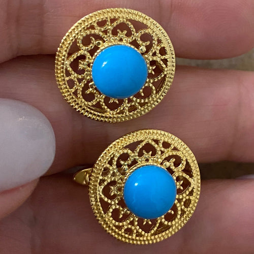 Turquoise art nouveau filigree earrings