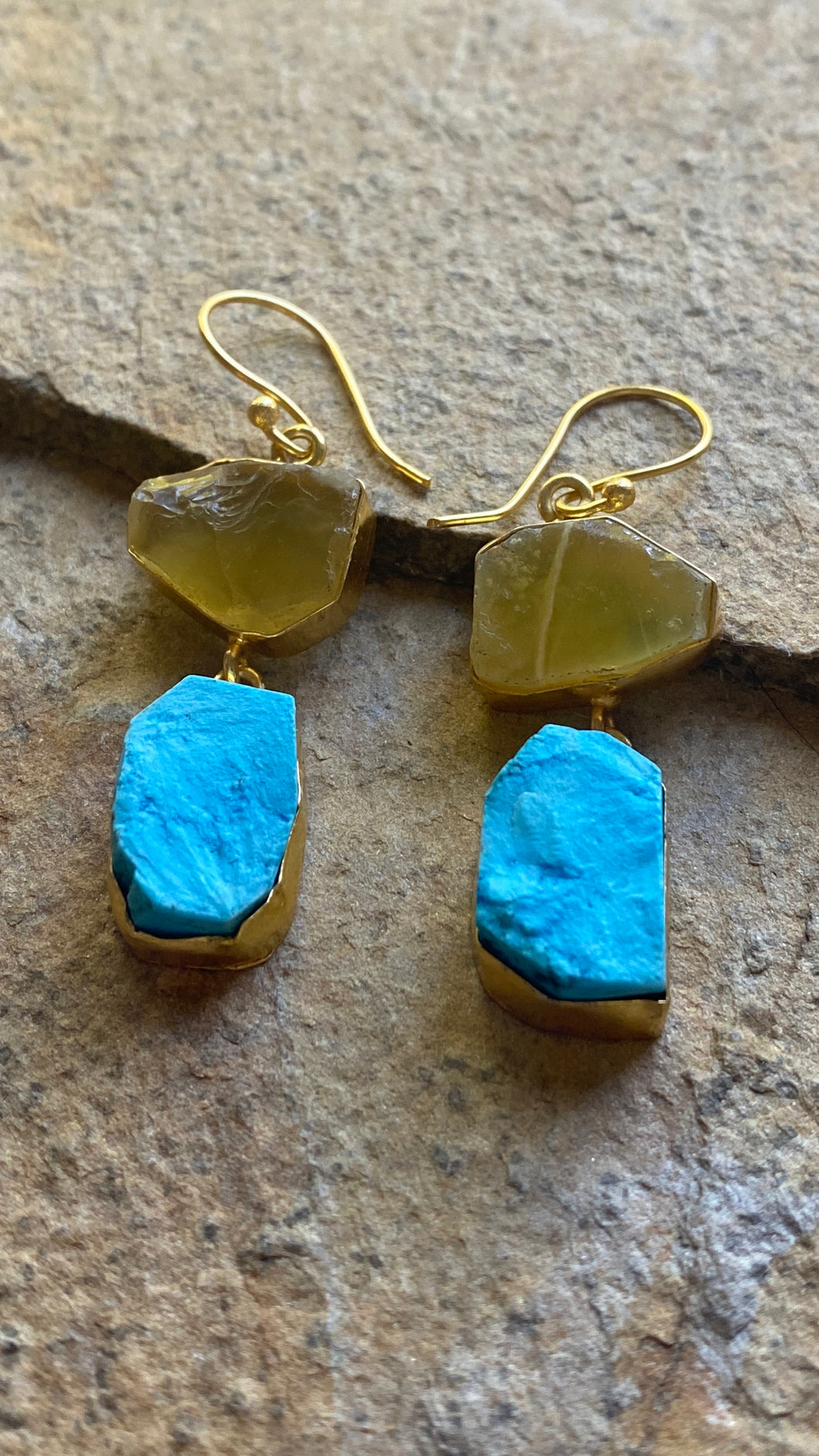 Earrings Citrine and turquoise