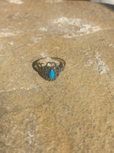 Tiny cats eye turquoise and marcasite ring