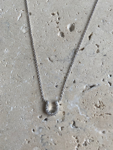 Horse Shoe in silver and CZ necklace