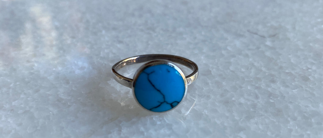 Circle cut Turquoise stone ring
