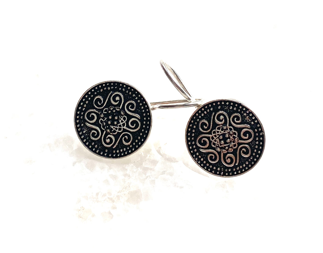 Greek shield design earrings