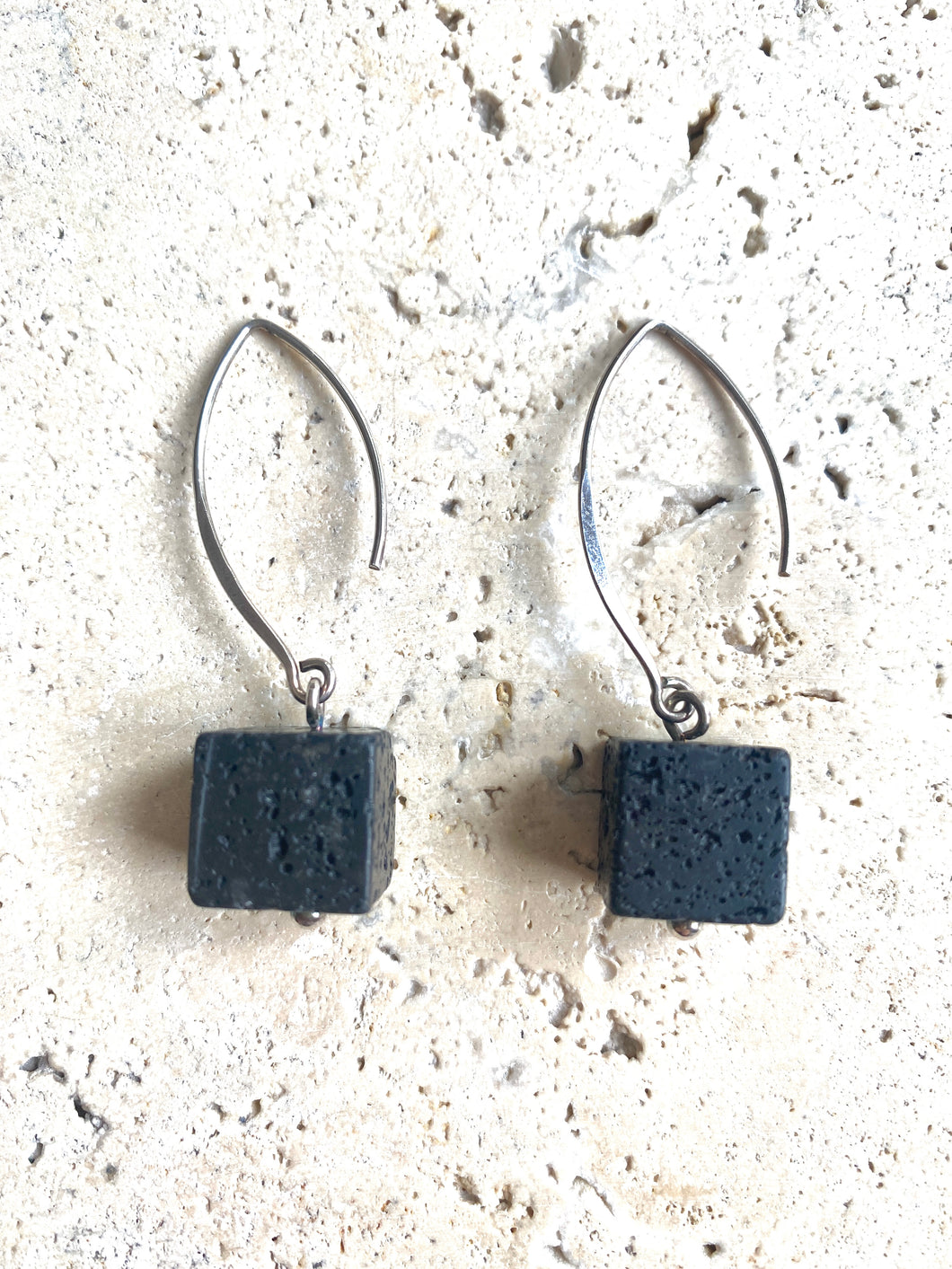 Black Volcanic Cube Earrings