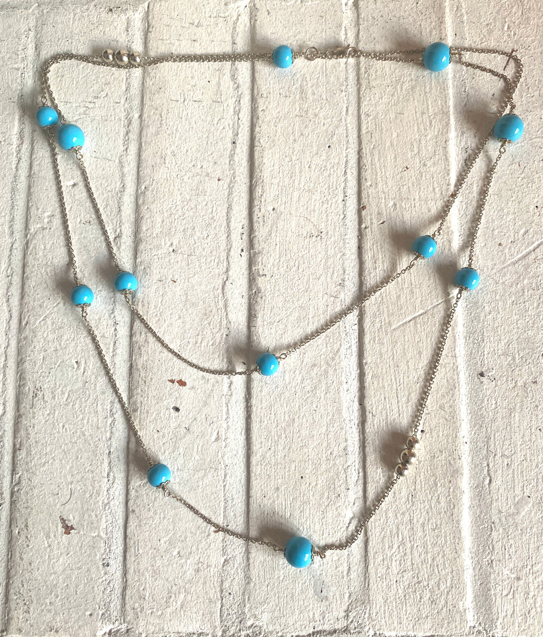 Turquoise cabochon double layered necklace