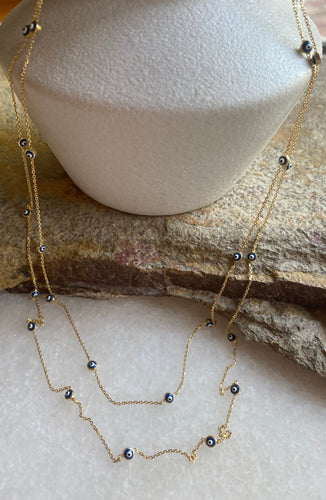 Mati-eye yellow gold vermeil long necklace