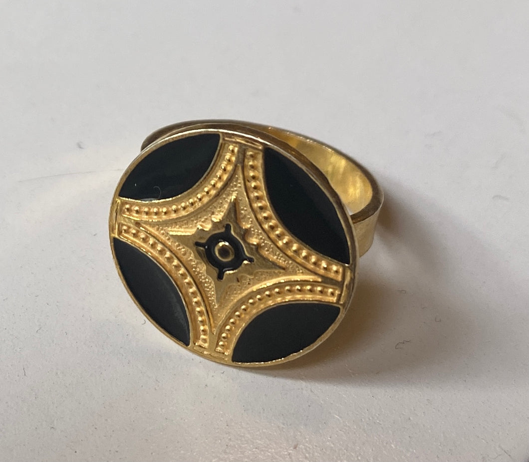 Byzantine Star gold & black Ring
