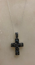 Cross pendant and chain (black or Clear(white)CZ)