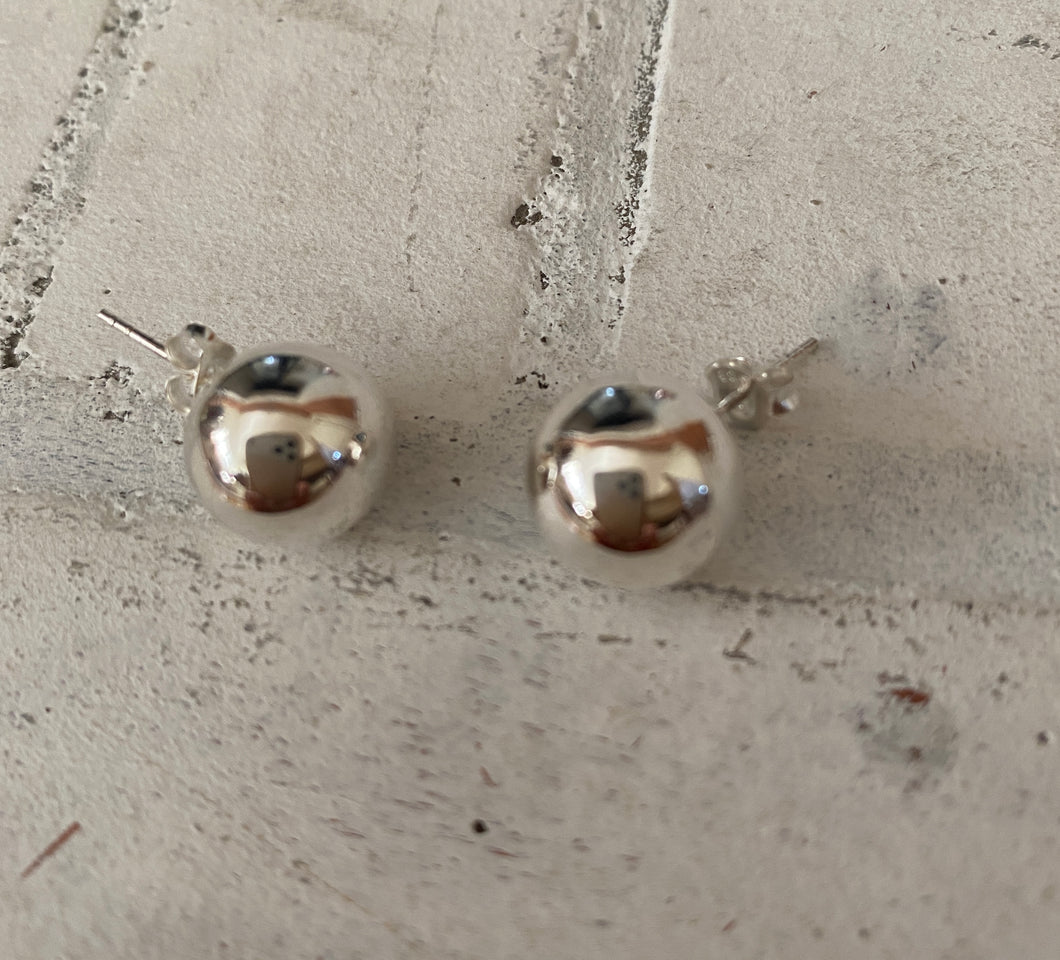 Silver ball stud earrings