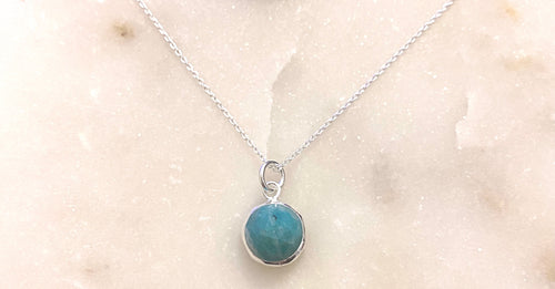 Amazonite faceted semi-precious stone necklace.