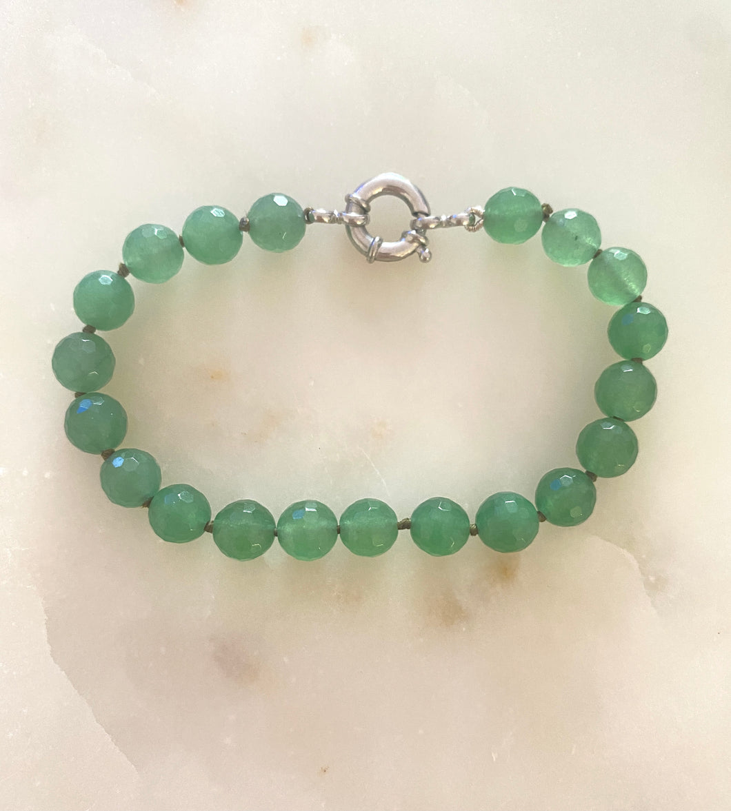 Faceted jade stone bracelet