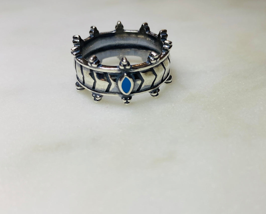 Crown Ring with marquise turquoise