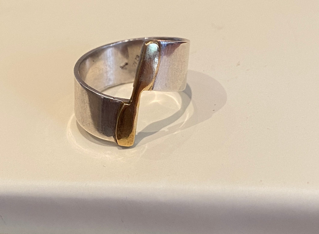 14 k gold & sterling silver twist ring