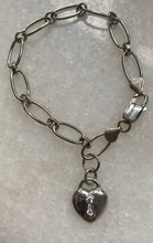 Heart locket and paperclip chain bracelet