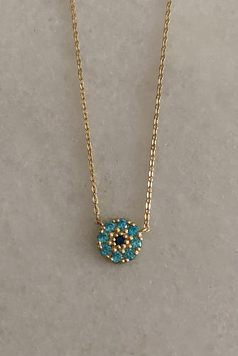 9K Gold Turquoise Sapphire Eye necklace