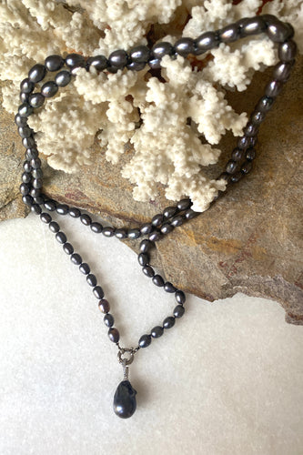 Black baroque fresh water pearl necklaces