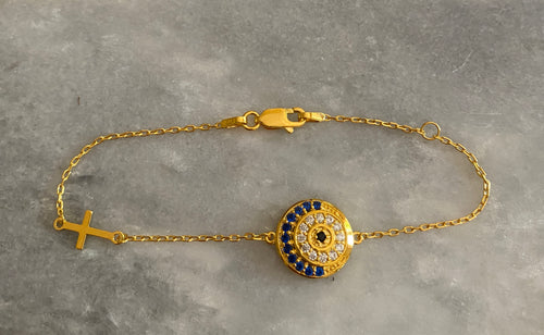 Blue sparkly eye bracelet.
