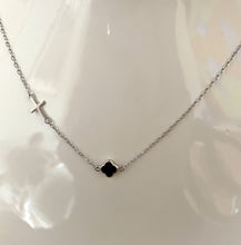 Cleopatra small black onyx and cross Necklace (yellow gold vermeil, rose and silver)