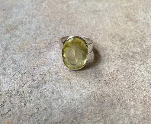 Lemon quartz faceted Ring