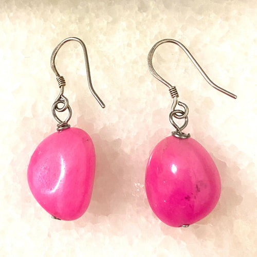 Pink jade earrings