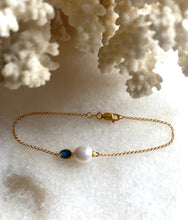 Pearl with London Blue topaz bracelet